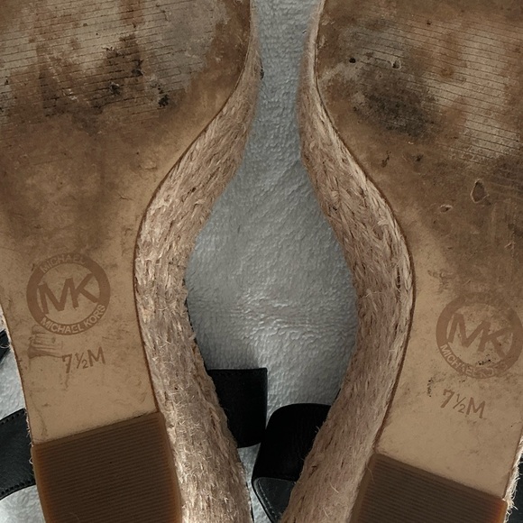 Michael Kors Black and Tan Wedge Sandals - Picture 5 of 6